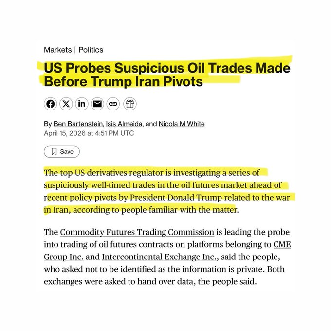 تحقيق أمريكي في تداولات نفط مشبوهة بقيمة 1.4 مليار دولار قبل تصريحات Donald Trump