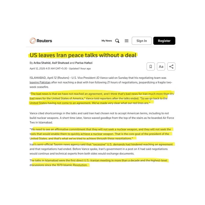 فشل محادثات أمريكا وإيران بعد 21 ساعة دون اتفاق