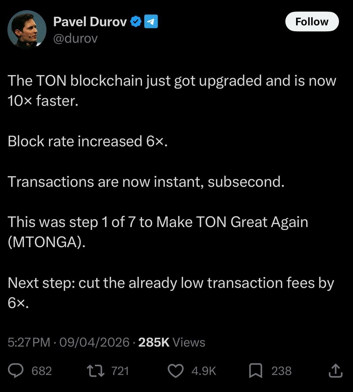 ترقية قوية لشبكة تون: سرعة أعلى 10 مرات ومعاملات شبه فورية