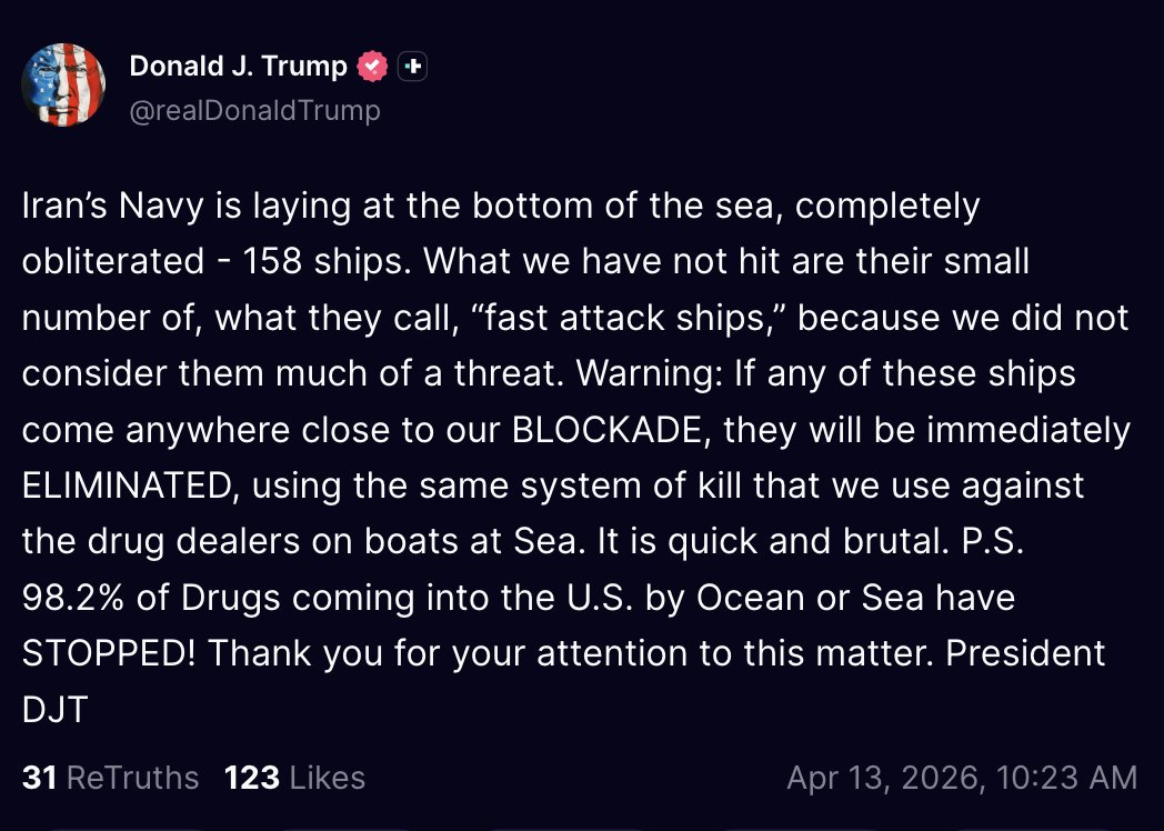 ترامب يحذر إيران من أي تحركات بحرية قرب العمليات الأمريكية